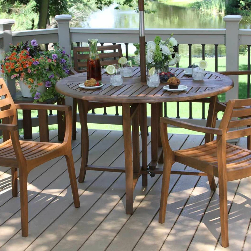 Wholesale ๐ Outdoor Interiors 5-Piece 48" Round Eucalyptus Folding Dining Set โญ - Image 2