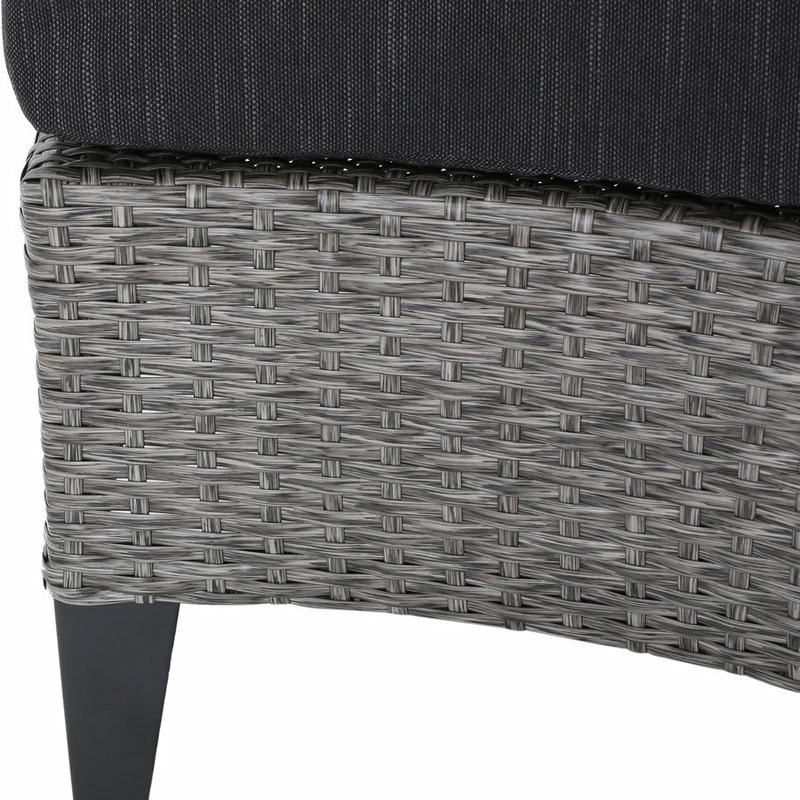 New 💯 GDFStudio GDF Studio 6-Piece Nessett Outdoor Black Wicker Half Round Sofa, Dark Gray 🔥 - Image 4