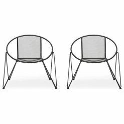 Coupon 🔥 GDFStudio Elizabeth Modern Outdoor Iron Club Chair, Set Of 2, Matte Black 🎁