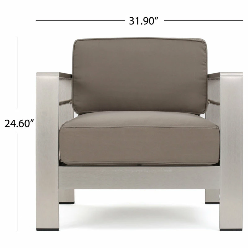 Best deal โ GDFStudio GDF Studio Coral Bay Outdoor Aluminum 7 Seater Chat Set With Fire Pit, Light Gra ๐งจ - Image 3