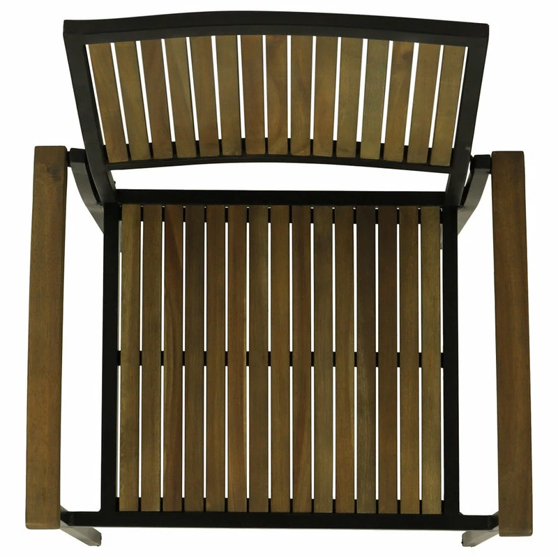 Cheap ๐ GDFStudio Owen Outdoor Wood And Iron Dining Chair, Set Of 2, Gray Finish, Black Finish ๐ - Image 6