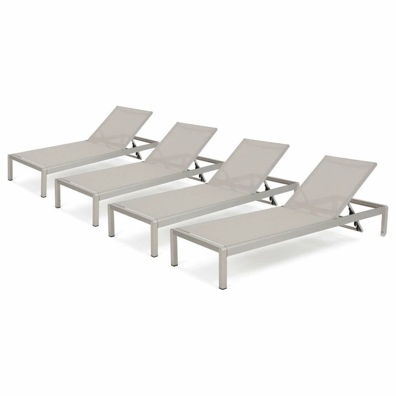Best deal 🧨 GDFStudio Coral Bay Outdoor Mesh Chaise Lounge, Set Of 4 ⭐