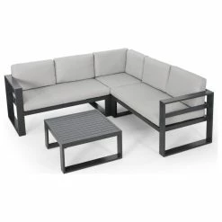 Deals 🤩 GDFStudio Queena Outdoor Aluminum Sofa Sectional With Coffee Table 🧨