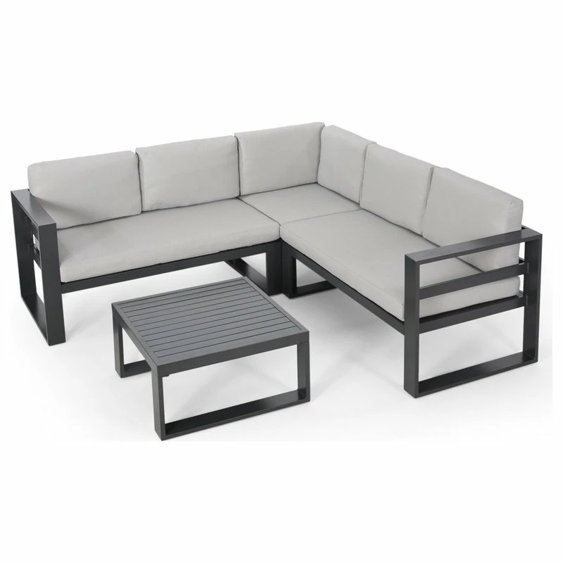 Deals 🤩 GDFStudio Queena Outdoor Aluminum Sofa Sectional With Coffee Table 🧨