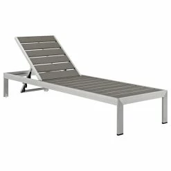 Best Pirce ⭐ LexMod Shore Outdoor Aluminum Chaise, Silver Gray 🤩