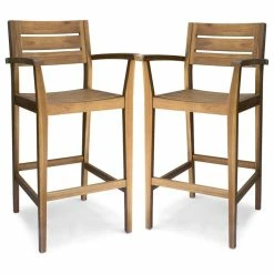 Discount ✔️ GDFStudio GDF Studio Stamford Outdoor Rustic Acacia Wood Barstool, Set Of 2, Teak Finish 🛒
