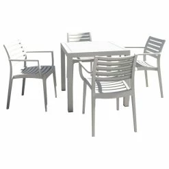 Discount ✔️ Compamia Artemis 5-Piece Outdoor Dining Set, White ✔️