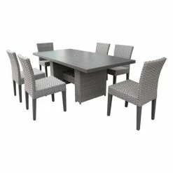 Discount 👏 TKClassics Florence Rectangular Outdoor Patio Dining Table With 6 Armless Chairs 🥰