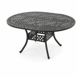 Best Pirce ⭐ GDFStudio GDF Studio Stannis Outdoor Expandable Aluminum Dining Table, Black Sand 🎁