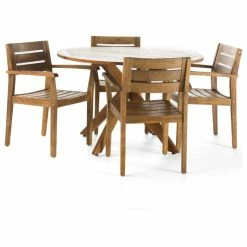 Brand new 🔔 GDFStudio GDF Studio 5-Piece Stanford Outdoor Acacia Wood Dining Set, Teak 🤩