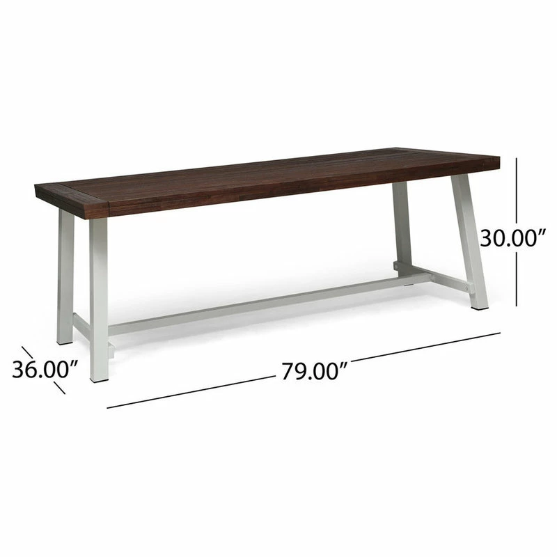 Discount โ GDFStudio Beau Outdoor Eight Seater Wooden Dining Table, Dark Brown Finish, White Finish ๐ - Image 3