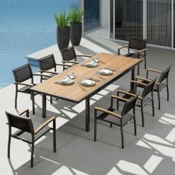 Deals ✨ Higold - Heck 9-Piece Extendable Outdoor Teak Dining Set, Space Alu ⌛