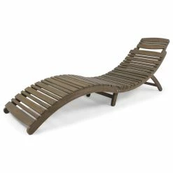 Best deal 🔥 GDFStudio GDF Studio Tycie Outdoor Acacia Wood Foldable Chaise Lounge, Gray 💯