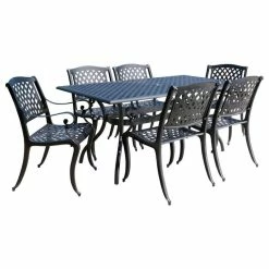 Brand new 🎁 GDFStudio GDF Studio Marietta Outdoor 7-Piece Cast Aluminum Black Sand Dining Set 🧨