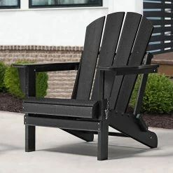 Outlet 💯 Westin Trends WestinTrends Outdoor Patio Folding Poly HDPE Adirondack Chair Seat, Black 🤩