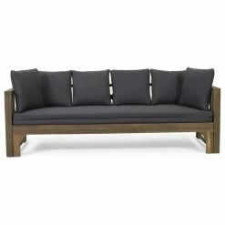 Best reviews of ✔️ GDFStudio Camille Outdoor Extendable Acacia Wood Daybed Sofa, Dark Gray/Gray Finish ⭐