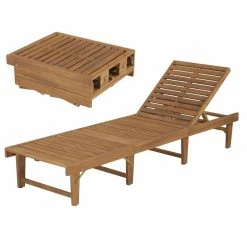 Wholesale 🔥 Vida XL LLC VidaXL Solid Acacia Wood Folding Sun Lounger Chaise Bed Sunbed Seat Chair 👏