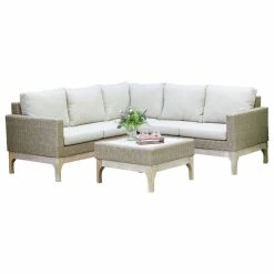 Buy 🧨 Outdoor Interiors 4-Piece Antique Eucalyptus And Wheat Wicker Sectional ❤️