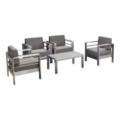 New 👏 GDFStudio GDF Studio 5-Piece Coral Bay Outdoor Aluminum Chat Set With Cushions 🌟