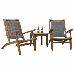 Top 10 ✨ Outdoor Interiors 3-Piece Eucalyptus And Gray Wicker Lounge Set With Square Accent Table 😉