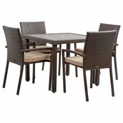 Promo ⭐ BELLEZE Wicker Patio Dining Table Set, Brown, 5-Pieces ✨