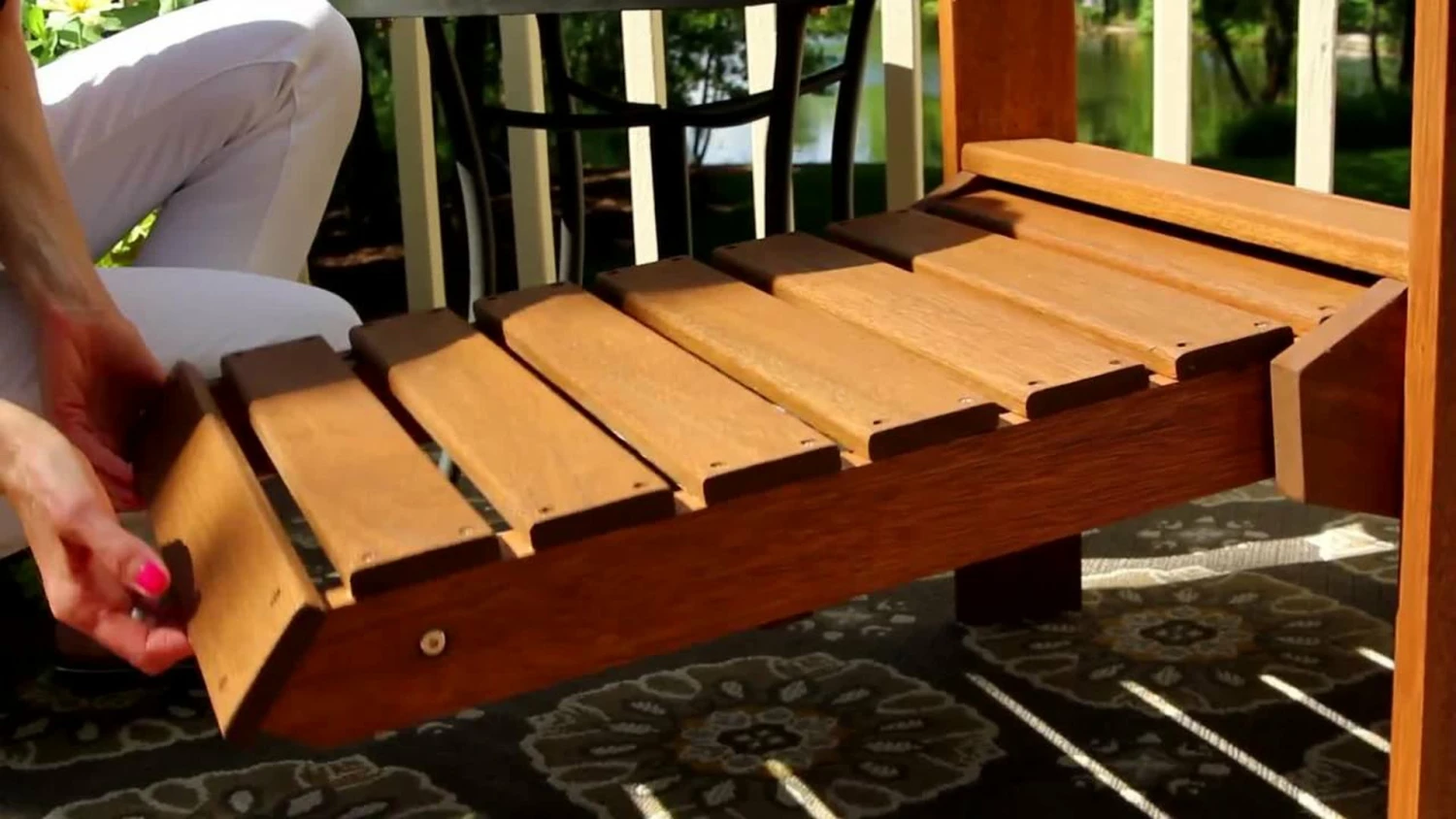 Brand new ๐ Outdoor Interiors Eucalyptus Adirondack Chair With Built-In Ottoman ๐คฉ - Image 2