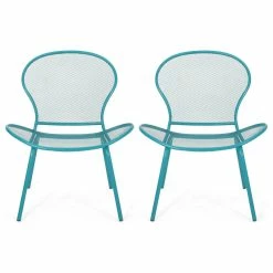 Deals 🤩 GDFStudio Bernice Modern Outdoor Iron Club Chair, Set Of 2, Matte Teal 🎉