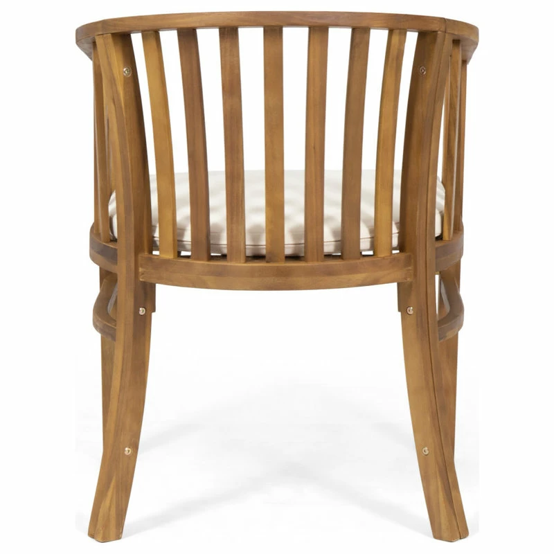 Buy ๐ GDFStudio Nola Outdoor Wooden Dining Chairs With Cushions, Set Of 2, Cream, Teak Finish ๐งจ - Image 6