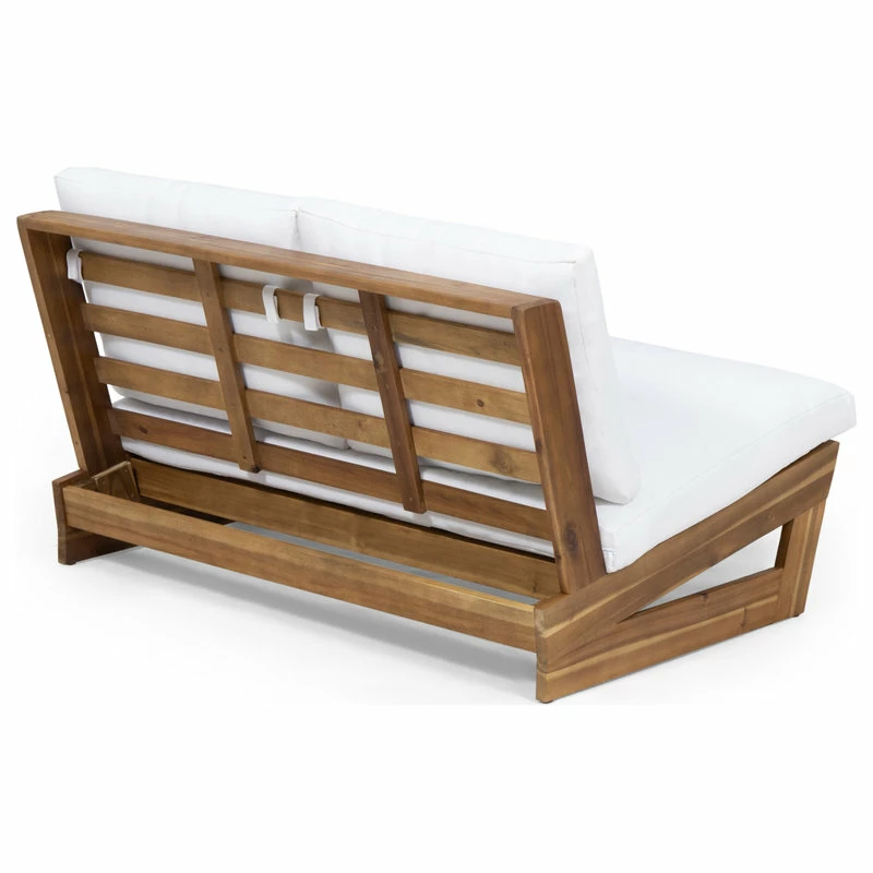 Top 10 ๐ฏ GDFStudio Kaitlyn Outdoor Acacia Wood Loveseat With Cushions, Teak Finish/White ๐ - Image 6