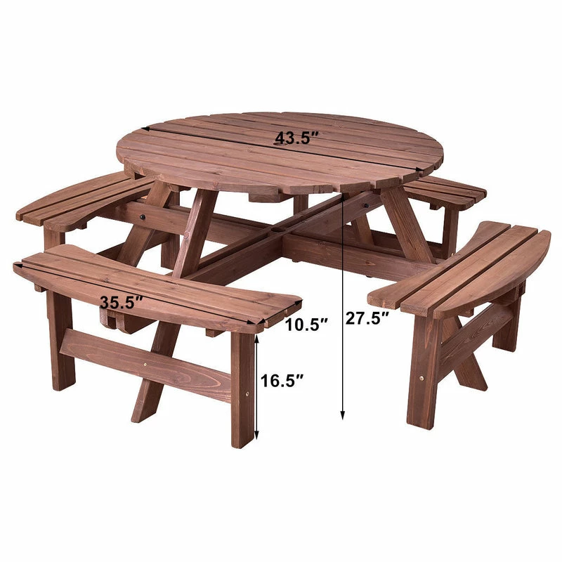 Promo ๐ Costway Patio 8 Seat Wood PicnicTable Dining Seat Bench Set Pub Garden Yard โค๏ธ - Image 2