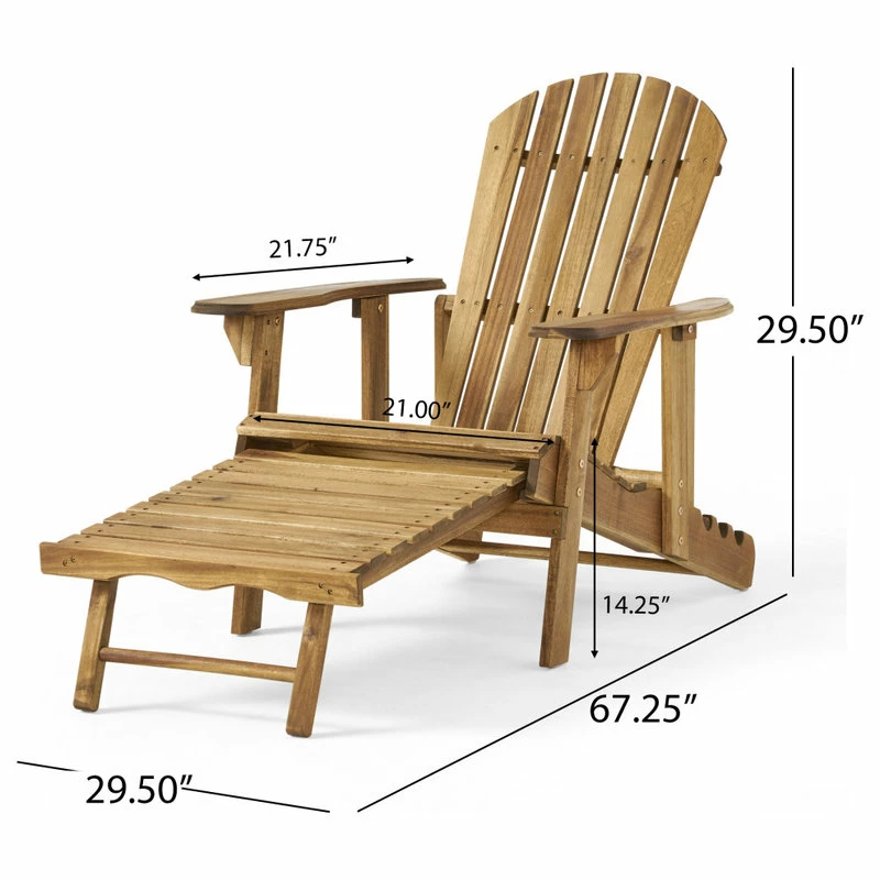 Buy 🌟 GDFStudio GDF Studio Katherine Outdoor Reclining Wood Adirondack Chair With Footrest, Natu 🌟 - Image 10