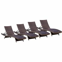 Budget ❤️ GDFStudio Lakeport Outdoor Adjustable Chaise Lounge Chairs, Set Of 4 ✨