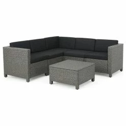 Best reviews of 🌟 GDFStudio GDF Studio Valona Outdoor Wicker V Shaped Sectional Sofa Set, Dark Gray 🤩