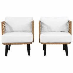 Buy 😉 GDFStudio Rauser Outdoor Wicker Club Chair With Water Resistant Cushion (Set Of 2) ⭐