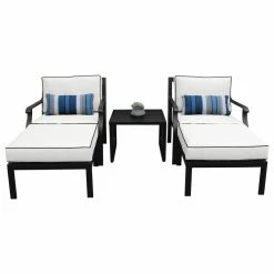Hot Sale 🧨 TKClassics Kathy Ireland Madison Ave. 5 Piece Aluminum Patio Furniture Set 05b, Snow ⌛