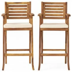 Wholesale 😍 GDFStudio GDF Studio Anguilla Teak Finish Acacia Wood Outdoor Barstools, Set Of 2 😀