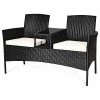 Promo 🎁 Costway Patio Rattan Loveseat Table Chairs Chat Set Sofa Conversation Cushioned 🥰