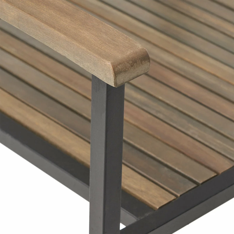 Cheap ๐ GDFStudio Owen Outdoor Wood And Iron Dining Chair, Set Of 2, Gray Finish, Black Finish ๐ - Image 4