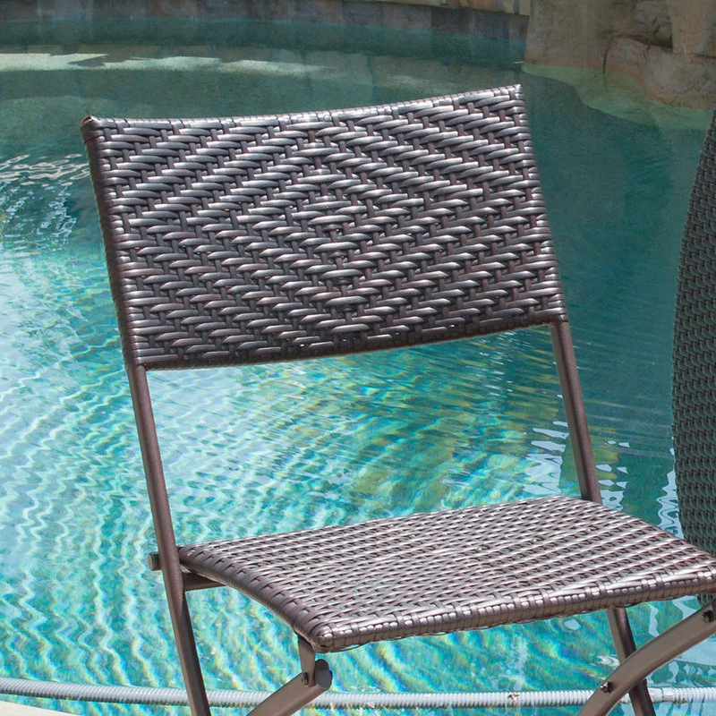 Flash Sale 🎉 Belleze Bistro Dining Rattan Wicker Outdoor Folding Table And Chairs, 5-Piece Set 👍 - Image 5