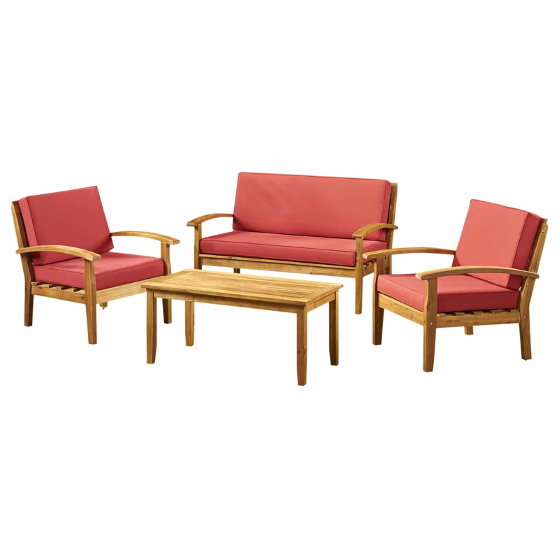 Coupon ๐ฅ GDFStudio GDF Studio 4-Piece Peyton Acacia Wood Chat Set With Water Resistant Cushions, Re ๐