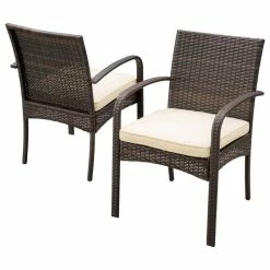 Best reviews of 🎉 GDFStudio GDF Studio Carmela Outdoor Multibrown PE Wicker Dining Chairs, Set Of 2 🧨