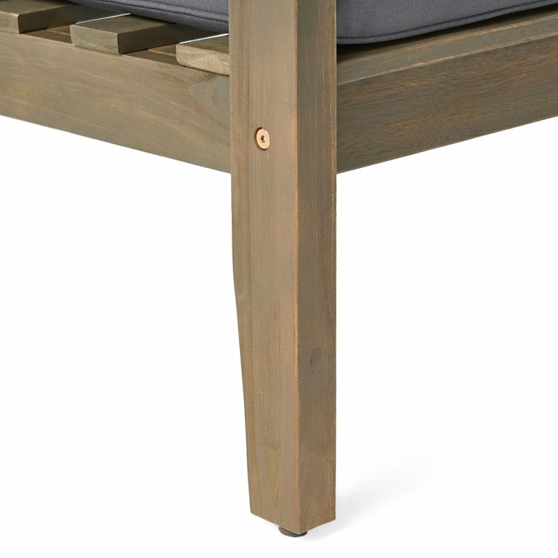 New โ GDFStudio GDF Studio Preston Outdoor Acacia Wood Loveseat And Coffee Table, Gray/Dark Gray ๐ - Image 9