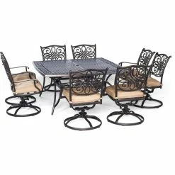 Deals 🔥 Hanover Traditions 9-Piece Square Dining Set With Swivel Chairs 😀
