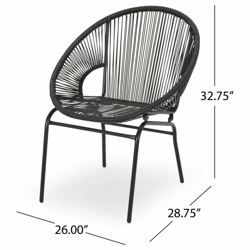 Buy ๐ GDFStudio Alamo Outdoor Modern 2 Seater Faux Rattan Chat Set, Black ๐ - Image 4