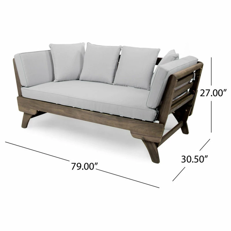 Wholesale ⭐ GDFStudio GDF Studio Othello Outdoor Acacia Wood Daybed With Cushions, Gray/Light Gray 🌟 - Image 5