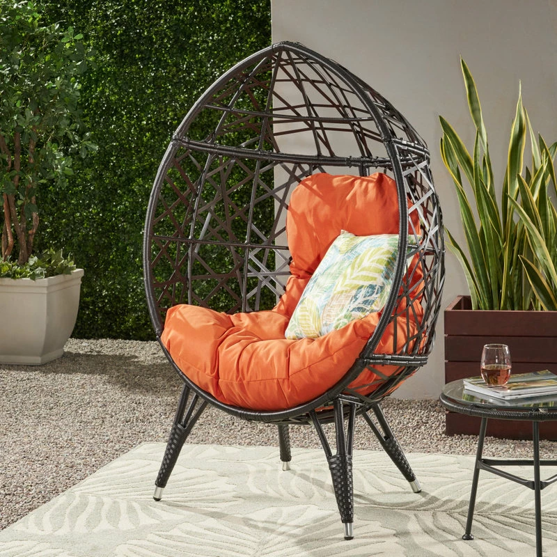 Hot Sale ๐งจ GDFStudio Michelle Outdoor Wicker Teardrop Chair With Cushion ๐ - Image 2