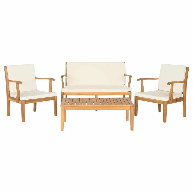 Budget 🔔 Safavieh Fresno 4-Piece Outdoor Living Set, Natural ✔️ - Image 2