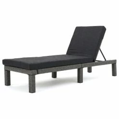 Wholesale 😍 GDFStudio GDF Studio Venice Outdoor Black Wicker Chaise Lounge, Dark Gray Cushion 😉