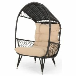Best reviews of 🎁 GDFStudio Doris Outdoor Wicker Standing Basket Chair With Cushion, Brown/Tan 😍