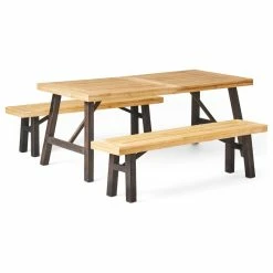 Deals ⭐ GDFStudio GDF Studio 3-Piece Valverde Outdoor Wood Picnic Dining Set 😍